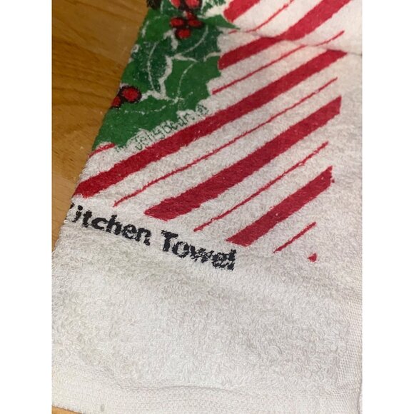Vintage B & D Christmas Panda Bear Candy Cane Kitchen Towel - Picture 5 of 6